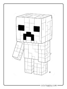 Coloriage Creeper Minecraft en style pixelisé à imprimer